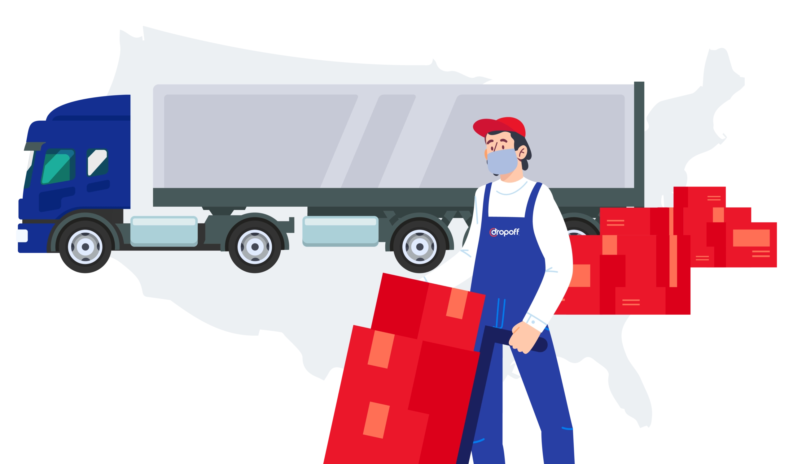 A Dropoff courier loading a semi-truck.